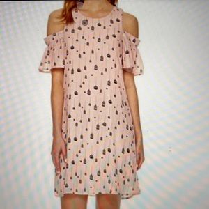 City Streets Sheath Dress Blush Pink Bird Birdcage Cold Shoulder Flutter Sleeves
